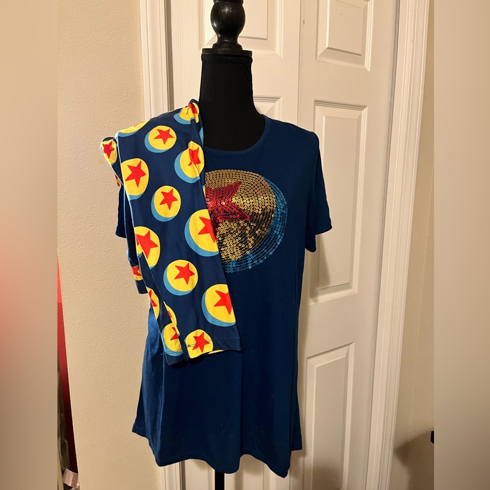 NWOT Outfit Disney Toy Story Luxo Ball set Sequin Shirt Leggings large Pixar